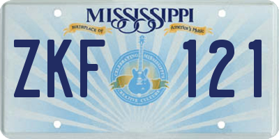 MS license plate ZKF121