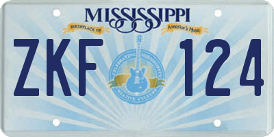 MS license plate ZKF124