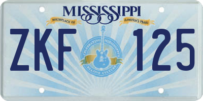 MS license plate ZKF125