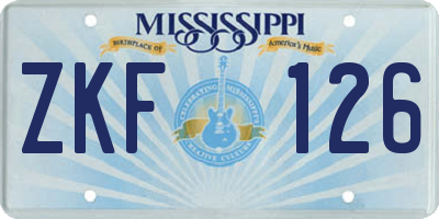 MS license plate ZKF126
