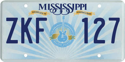MS license plate ZKF127