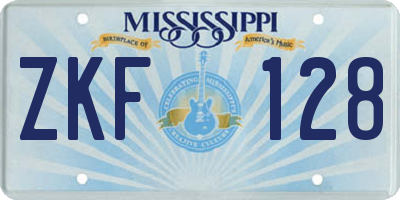 MS license plate ZKF128