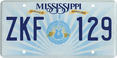MS license plate ZKF129