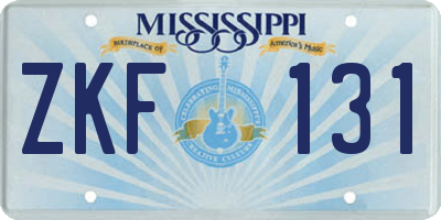 MS license plate ZKF131