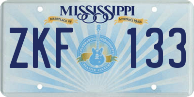 MS license plate ZKF133