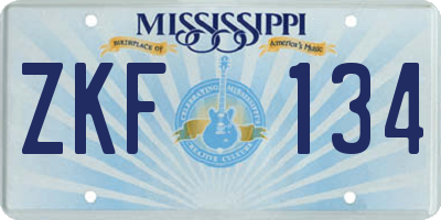 MS license plate ZKF134