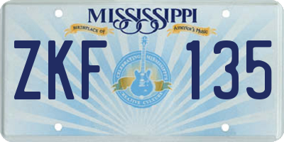 MS license plate ZKF135