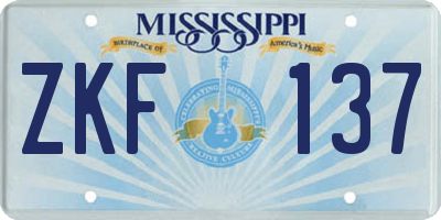 MS license plate ZKF137