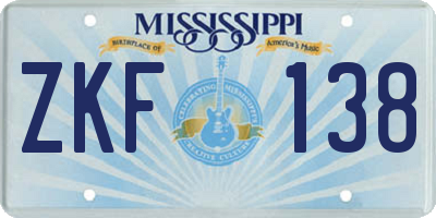 MS license plate ZKF138