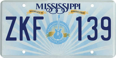 MS license plate ZKF139
