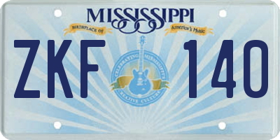 MS license plate ZKF140