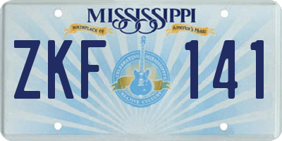 MS license plate ZKF141
