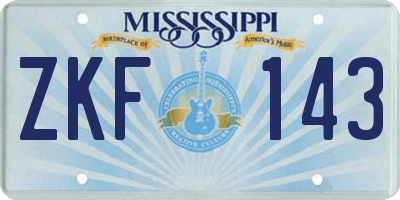 MS license plate ZKF143