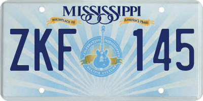 MS license plate ZKF145