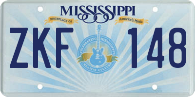 MS license plate ZKF148