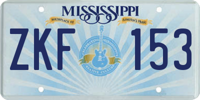 MS license plate ZKF153