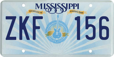 MS license plate ZKF156
