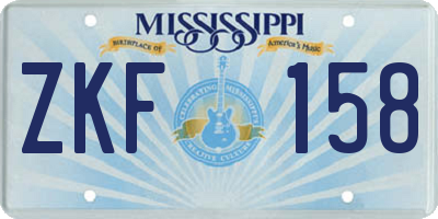 MS license plate ZKF158