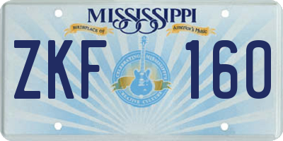 MS license plate ZKF160