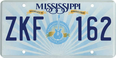 MS license plate ZKF162