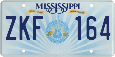 MS license plate ZKF164