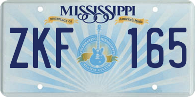 MS license plate ZKF165