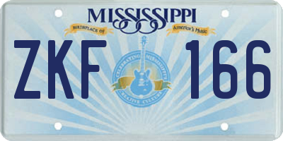 MS license plate ZKF166