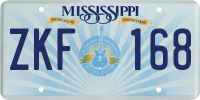 MS license plate ZKF168