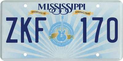 MS license plate ZKF170