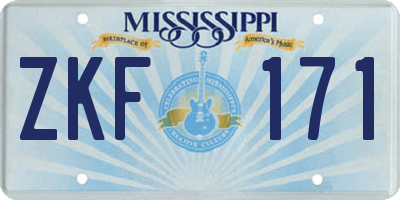 MS license plate ZKF171