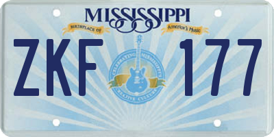 MS license plate ZKF177