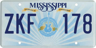 MS license plate ZKF178