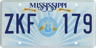 MS license plate ZKF179