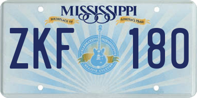 MS license plate ZKF180