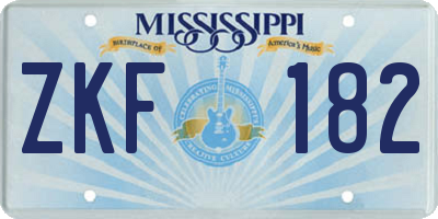 MS license plate ZKF182