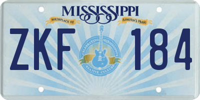 MS license plate ZKF184