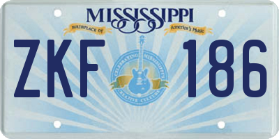 MS license plate ZKF186