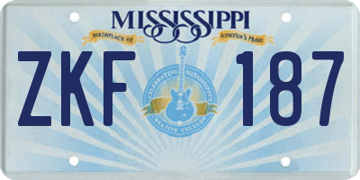 MS license plate ZKF187