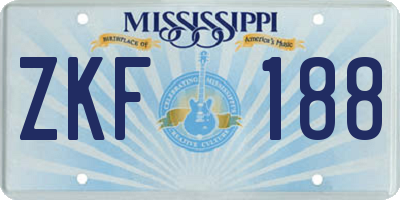 MS license plate ZKF188