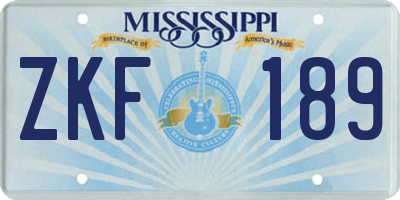 MS license plate ZKF189