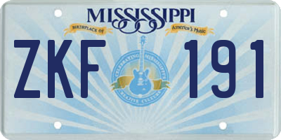 MS license plate ZKF191