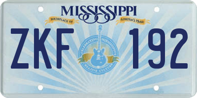 MS license plate ZKF192