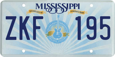 MS license plate ZKF195