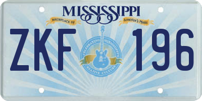 MS license plate ZKF196