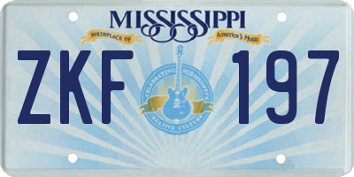 MS license plate ZKF197
