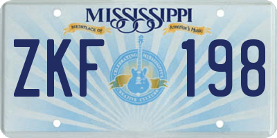 MS license plate ZKF198