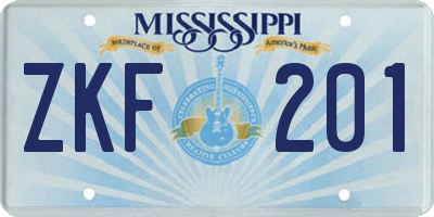 MS license plate ZKF201
