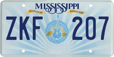 MS license plate ZKF207