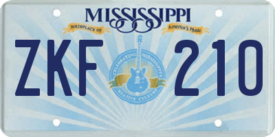 MS license plate ZKF210