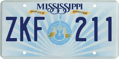MS license plate ZKF211